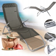 LEŻAK FOTEL OGRODOWY PLAŻOWY TURYSTYCZNY PATIO SZARY ROZKŁADANY