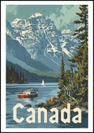 A2 KOLOROWY PLAKAT OBRAZ KANADA, CANADA, JEZIORO, VINTAGE RETRO