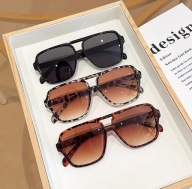 Okulary przeciwsłoneczne 3 szt. z podwójnym mostkiem pantera Czarne centki