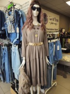 Sukienka fango, r. Uni Plus bawełna Italy, falbany !!!