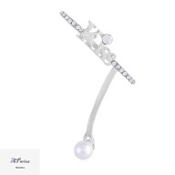 Ea2197 Nausznica perła KISS srebrny 4.0/4.1cm 1szt