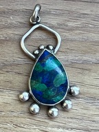 Piękna stara srebrny wisior z azurytem MEXICO ?