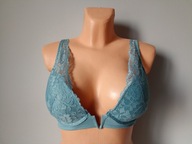 Śliczny biustonosz push-up z koronką miętowy