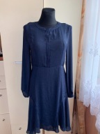 38 M 40 L H&M granatowa satynowa sukienka asymetryczna
