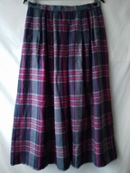 Spódnica maxi, szara w różową kratę - 40