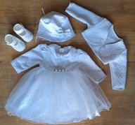 CHRZEST sukienka z tiulem kapelusik bucikix2 bolerko chrzciny roz. 74