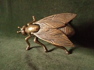 Stara mosiężna popielniczka w kształcie muchy - duża 15,5 cm.