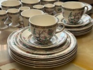 MORLEY WARE INDIAN TREE lata 40-te SERWIS ŚNIADANIOWY + JAJCARKI 6 OS.