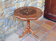 Stolik drewniany intarsja stylowy brązowy