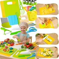 ZESTAW KUCHENNY DLA DZIECI PRZYBORÓW AKCESORIÓW NOŻY PLASTIKOWY ZABAWKI