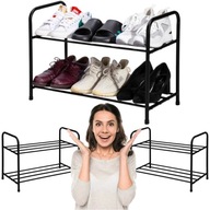 CZARNA SZAFKA NA BUTY METALOWA 2 PÓŁKI STOJAK OBUWIE REGAŁ ORGANIZER LOFT