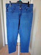 spodnie dżins up2fashion 46 strecz niebieskie proste ze średnim stanem