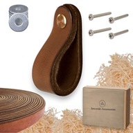 UCHWYT UCHWYTY SKÓRZANY SKÓRZANE MEBLOWE GAŁKA 2,5CM SZEROKI LEATHER 96MM