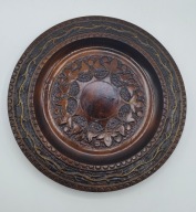 Talerz - inkrustacje - drewno-mosiądz coś pięknego 24 cm - polecam