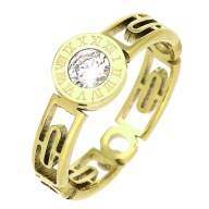 84302 Pierścionek złota stal chirurgiczna średnica 17 mm motyw zegara