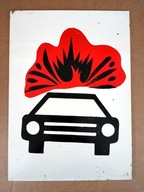 Tabliczka tablica szyld PRL ostrzegawczy Auto Fiat Polonez Skoda Czechy