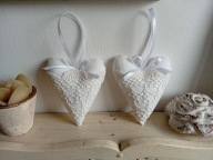 KORONKOWE SERCA DUŻE ZAWIESZKI BAWEŁNA KOMPLET 2 SZTUKI