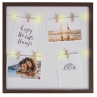 Ramka do zdjęć 38 x 38  klasyczna z lampkami led Orzech