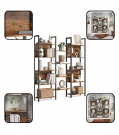 Regał Drabinkowy VASAGLE 14 Półek Metalowa Rama Brązowo-Czarny