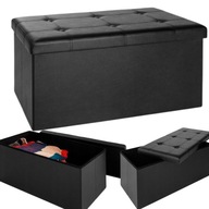 CZARNA SKŁADANA PUFA KUFER SIEDZISKO SCHOWEK ŁAWA