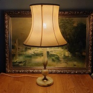 Lampa stołowa z onyksu i mosiądzu | vintage | 69 cm | klasyczna elegancja