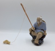 wędkarz rybak - figurka z ceramiki - kolekcjonerska - Shiwan - Chiny