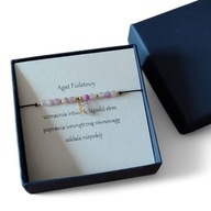 Bransoletka regulowana z zawieszką - Agat Fioletowy