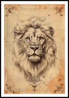 A2 PLAKAT RYSUNEK SZKIC VINTAGE RETRO LEW PLAKAT Z LWEM