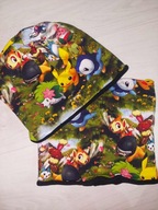KOMPLET ZIMOWY CZAPKA + KOMIN Styl Pokemon JESIENNO ZIMOWY OCIEPLANY