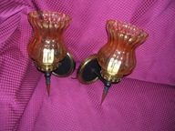 Kinkiety z mosiądzu 2 szt z kloszami ze szkła