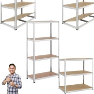 REGAŁ MAGAZYNOWY FUNFIT METALOWY DREWNIANY WCISKANY 4 PÓŁKI 150x75x30 cm