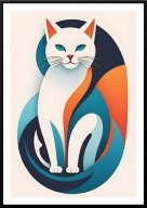 A2 KOLOROWY OBRAZ PLAKAT Z KOTEM, BIAŁY KOT