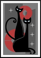 A2 OBRAZ PLAKAT Z KOTEM PLAKAT Z KOTAMI DWA CZARNE KOTY W STYLU NOWOCZESNYM
