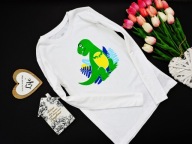 LUPILU - NOWA BIAŁA BLUZECZKA DINO r 134/140