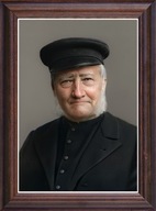 Obraz Jan Dzierżon portret w drewnianej ramie ze szkłem