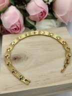 Złota bransoletka męska modułowa stal chirurgiczna – wzór kratka / grecka