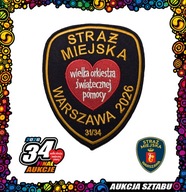 31 Naszywka Straży Miejskiej m.st. Warszawy i czerwone serce – symbol WOŚP