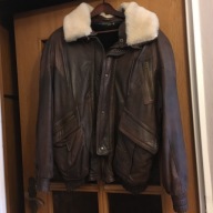 KURTKA PILOTKA SKÓRA BRĄZ 54 PODPINKA KOŁNIERZ