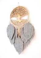 Łapacz snów Makrama drzewo życia szary Boho