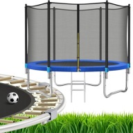 TRAMPOLINA OGRODOWA DLA DZIECI 245cm Z DRABINKĄ SIATKĄ OSŁONA SPRĘŻYN 150kg