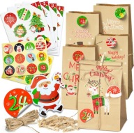 KALENDARZ ADWENTOWY DIY EKO Torebki Nadruk SWIĄTECZNY Naklejki ZRÓB TO SAM