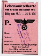 Karta Żywnościowa "Lebensmittelkarte" 1941 r. | Blachstädt O/S. | WHW