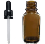 30 ml Pipeta szklana 18/415 77 mm czarna i butelka 30 ml bursztynowa