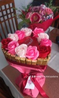 Różowy bukiet w kształcie serca z Merci