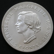 Dania 2 korony 1958 - król Frederik IX - Margrethe - srebro