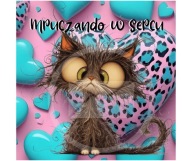 Panel z nadrukiem wodoodporny na torbę 45/45cm kot kociak oxford