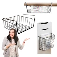 KOSZYK ORGANIZER POD NA PÓŁKĘ REGAŁ DO SZAFY PODWIESZANY WISZĄCY METALOWY