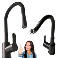Bateria Kuchenna Elastyczna Czarna Stojąca Zlewozmywakowa Kran Giętka 360°