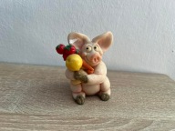 Figurka kolekcjonerska - świnka z warzywami owocami dekoracja z 1997 r