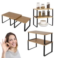 PÓŁKA KUCHENNA ORGANIZER NA PRZYPRAWY NA BLAT REGAŁ STOJĄCA BAMBUS ZESTAW